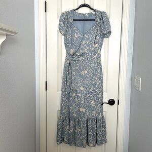 Astr Blue Floral Midi Dress